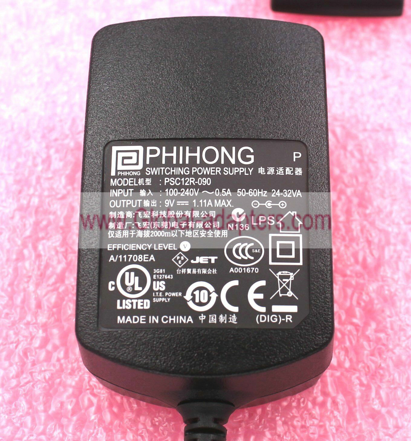 New Phihong PSC12R-090 SWITCHING Power Supply 9VDC 1.11A AC ADAPTER